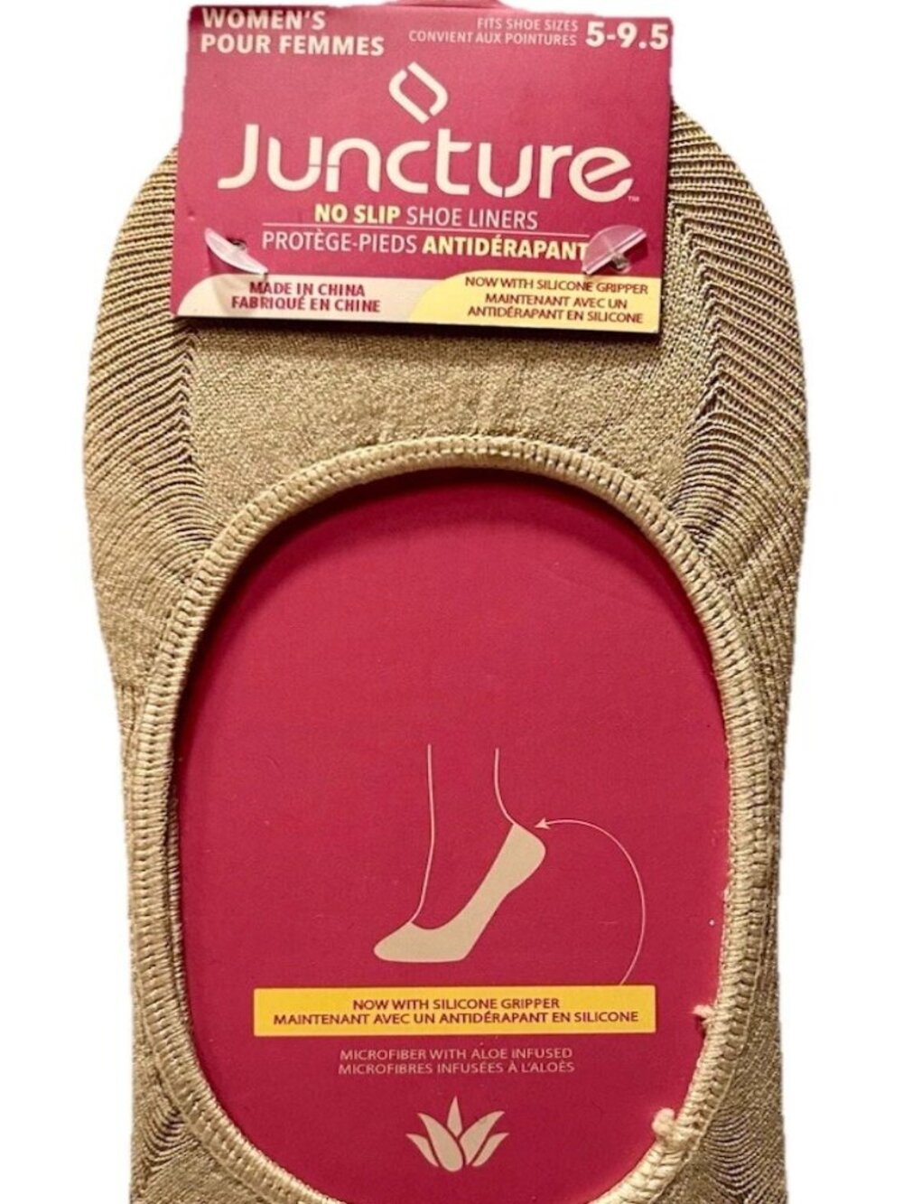 Juncture Women's No Show Socks Low Cut Shoe Liners Beige Size 5-9.5